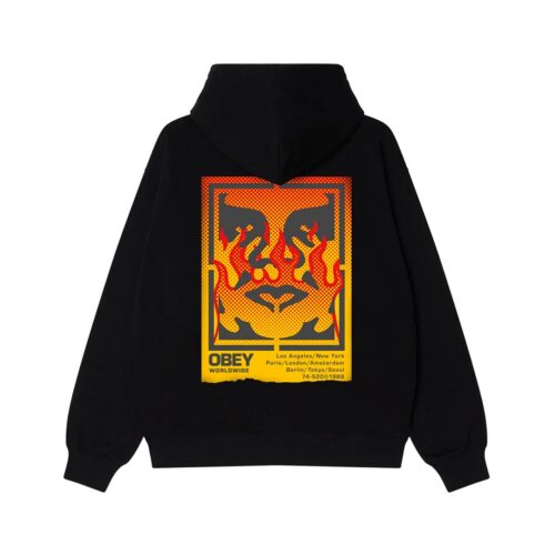 OBEY ICON STENCIL FLAME FLEECE 117464048.BLK