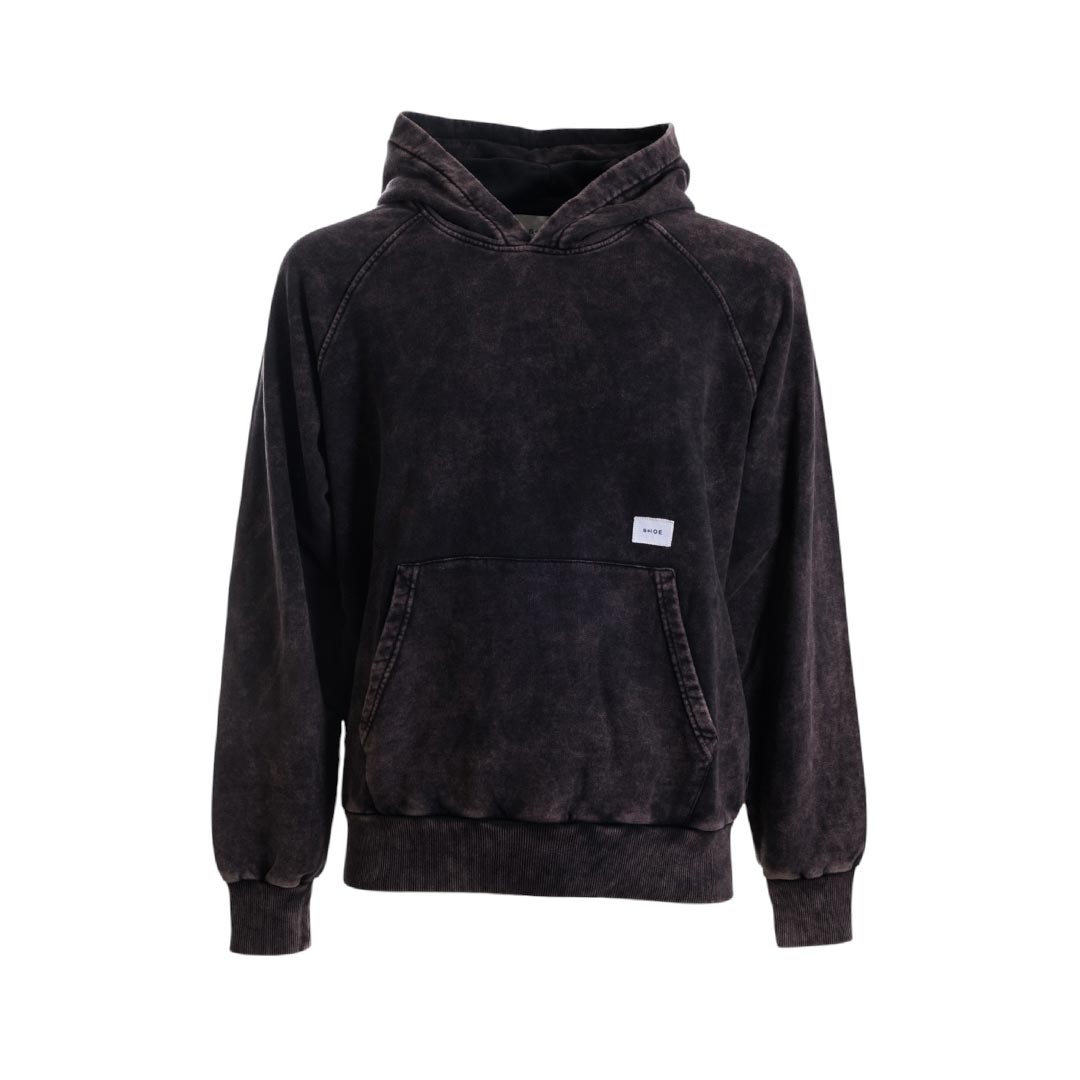 SHOE MARBLED WASH HOODED SWEATSHIRT CESAR4101.BLACK
