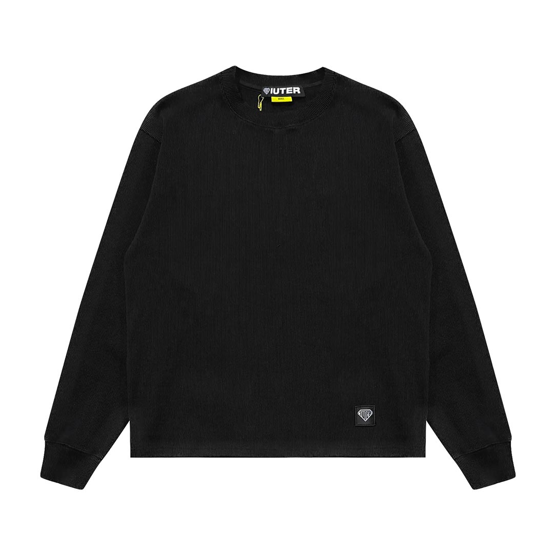 IUTER LABEL RIBBED LS TEE 25WILS03.BLACK