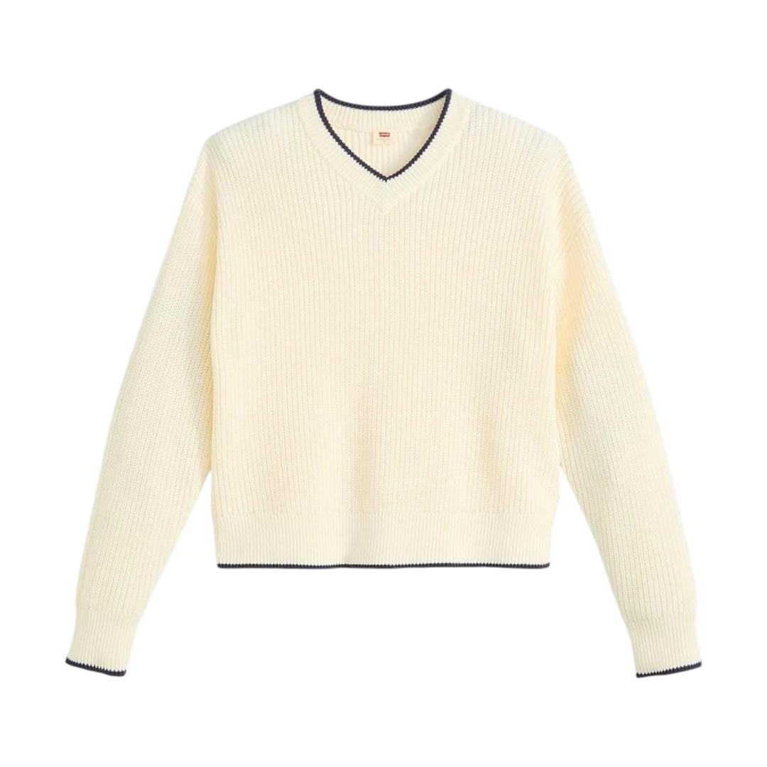 LEVI'S RED REESE VNECK SWEATER TOFU COTTON 0037O-0003