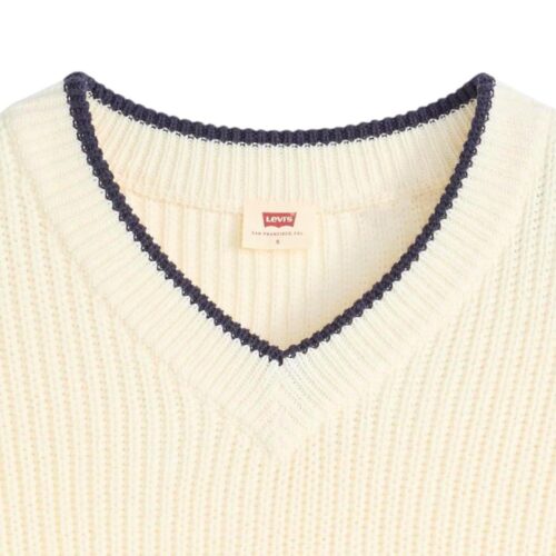LEVI'S RED REESE VNECK SWEATER TOFU COTTON 0037O-0003