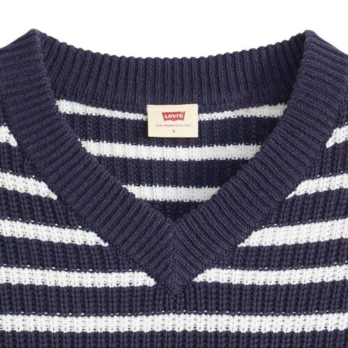 LEVI'S RED REESE VNECK SWEATER PARISIENNE STRIPE 0037O-0004