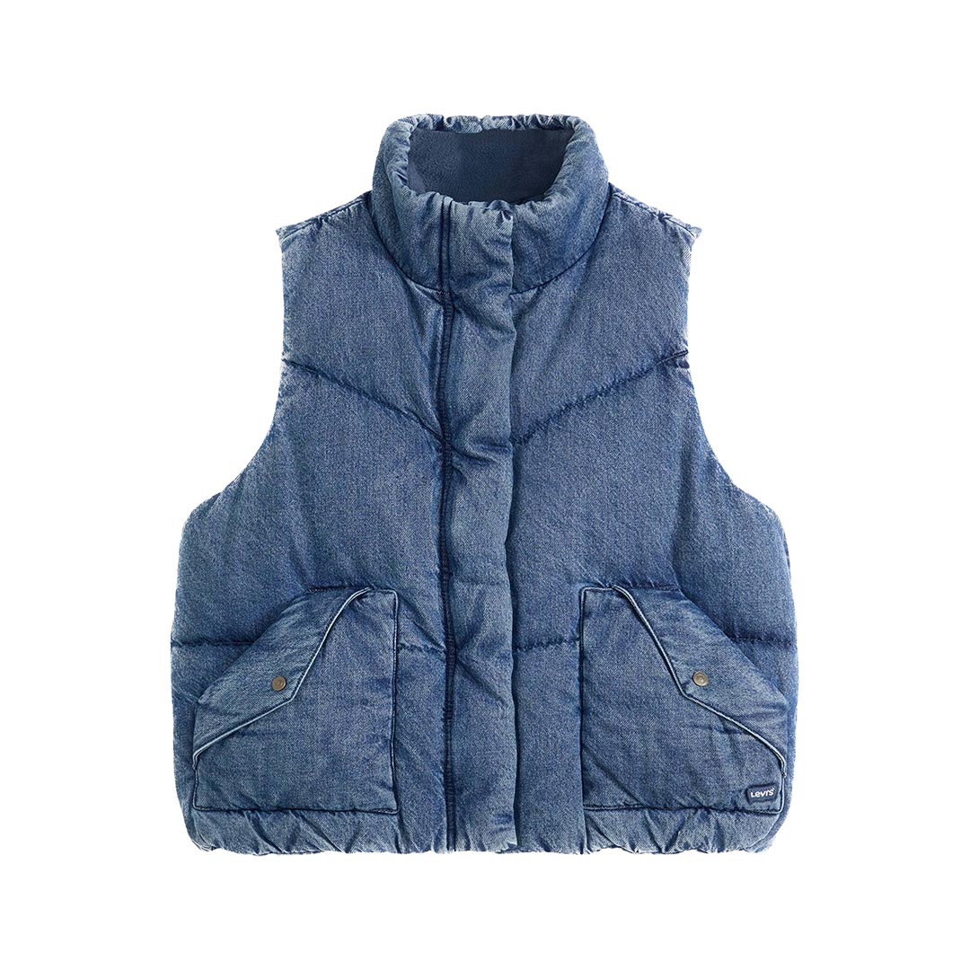 LEVI'S RED WESTERN BUBBLE VEST CITY WORN OW A8526-0005