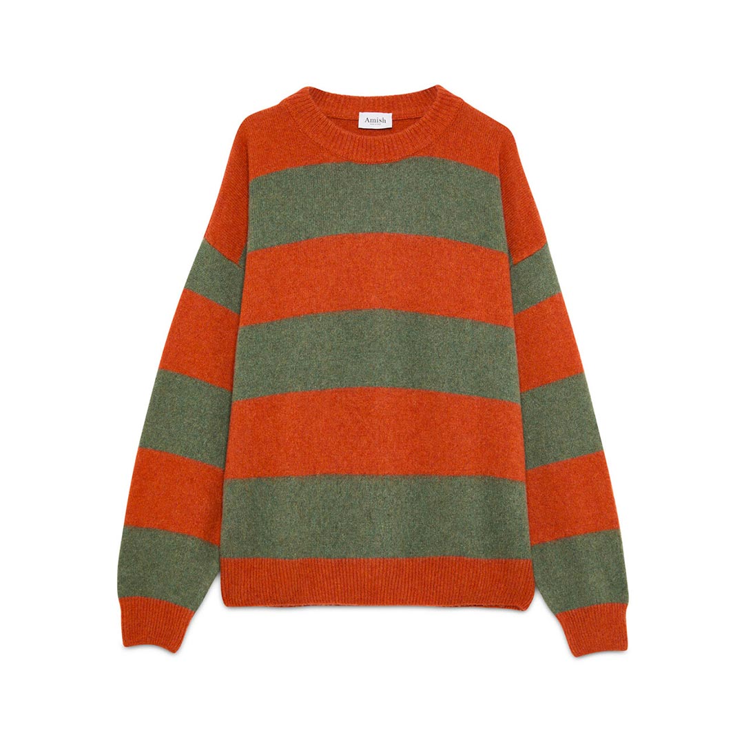 AMISH CREW OVER SHETLAND STRIPE AMU058CN35XXXX.C0518