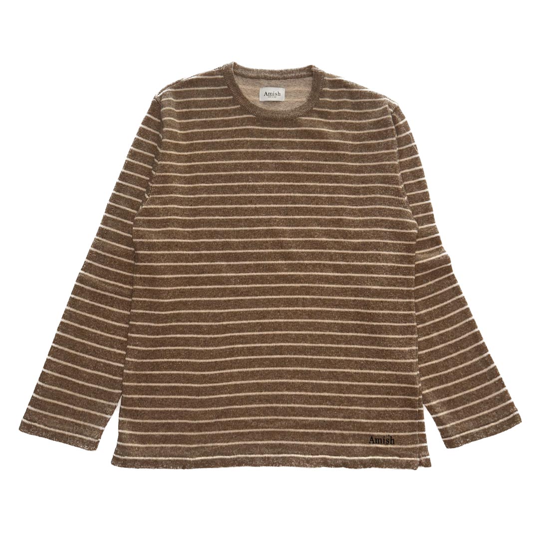 AMISH T-SHIRT L/S JERSEY WOOL STRIPE AMU129CN44XXXX C0522