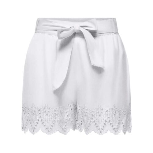 ONLY ONLTULUM EMB LOOSE BELT SHORTS WVN 15368893.WHT