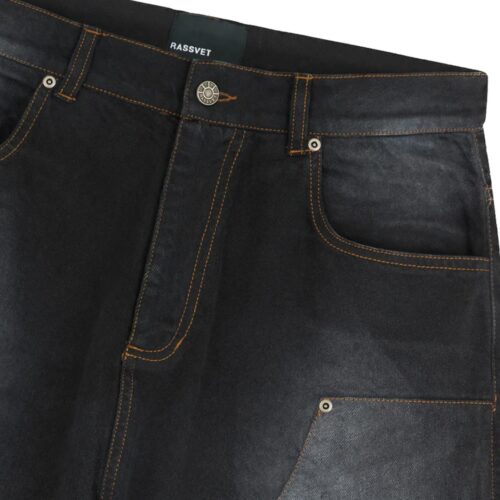 RASSVET SUN DYED BAGGY DENIM SHORTS P004.BLK