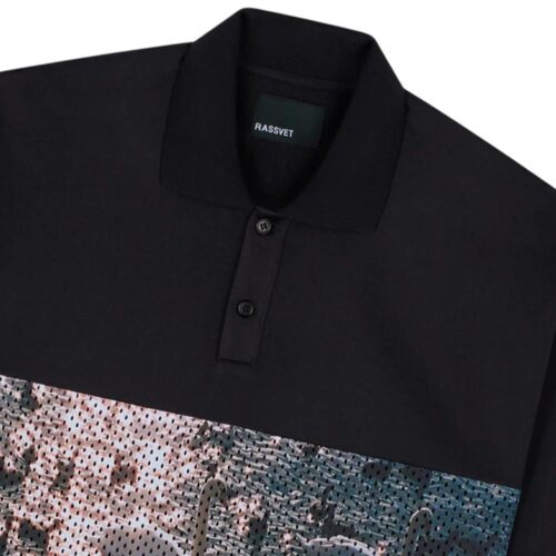 RASSVET MESH LS POLO WOVEN T016.BLK