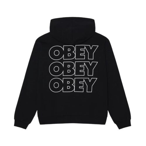 OBEY TREBLE EXTRA HEAVY HOOD FLEECE 111610072.BLK