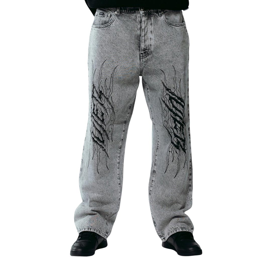IUTER TRIBAL BAGGY DENIM PANTS 26WIDP40.GRY